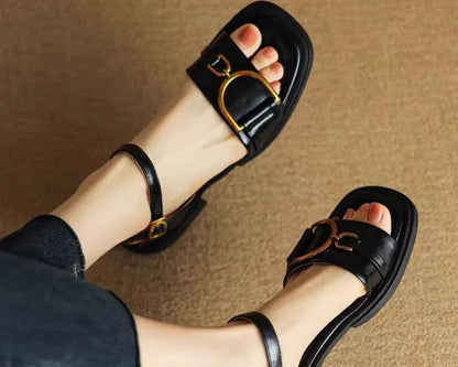 Amara Buckled Flat Sandals