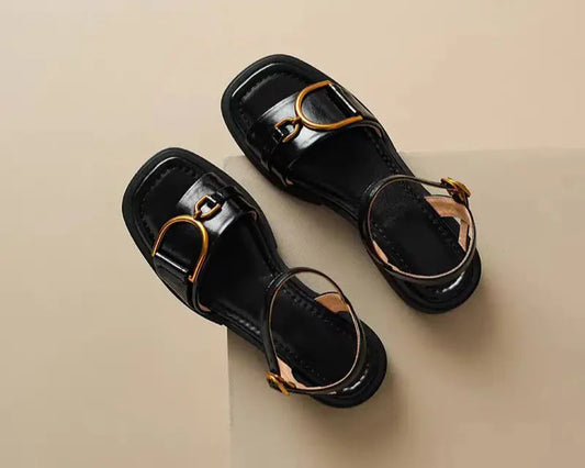 Amara Buckled Flat Sandals