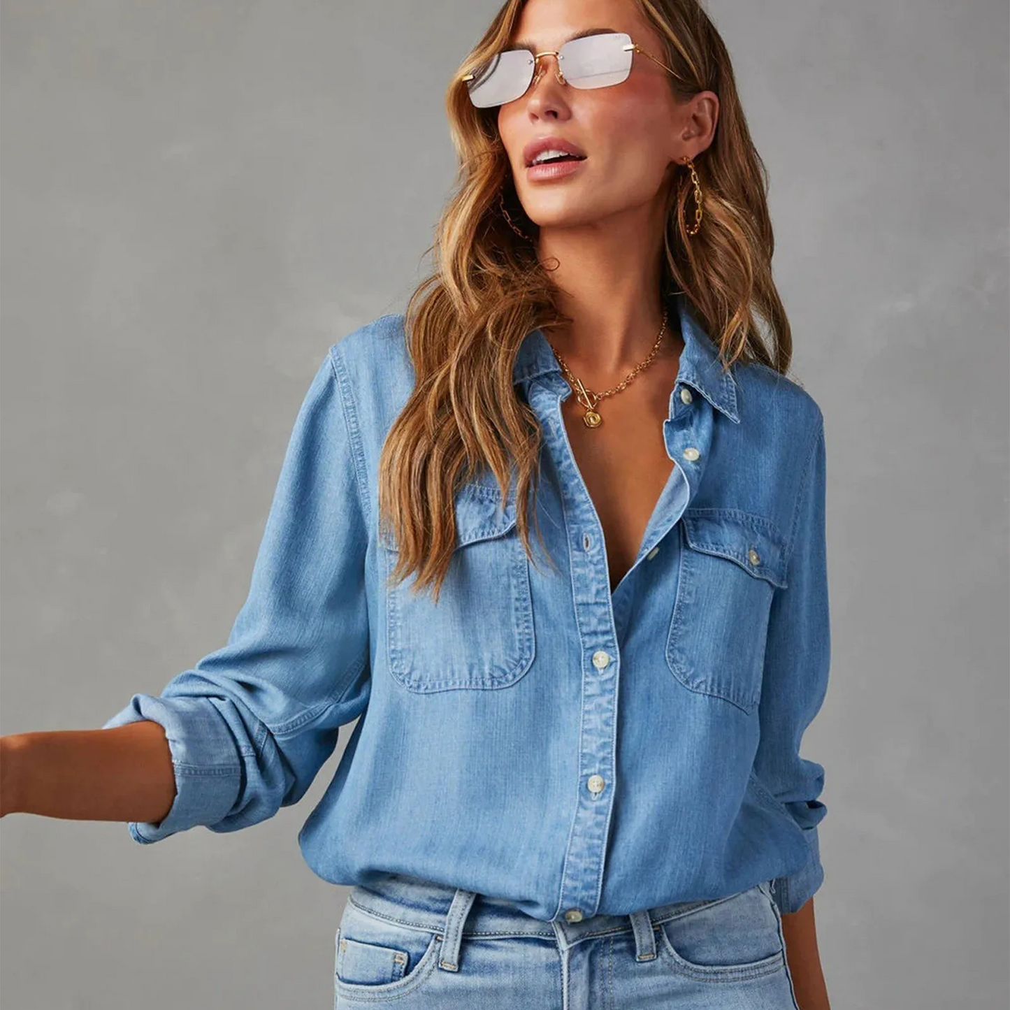 Brooke Denim Button-Up